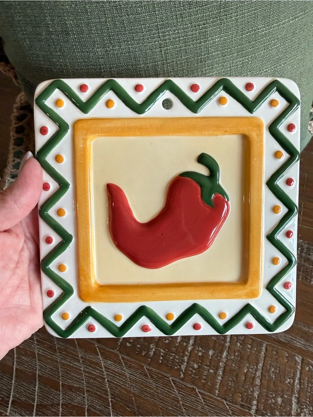Clay Art StoneLite 1999 Chili Pepper Trivet Wall Plaque